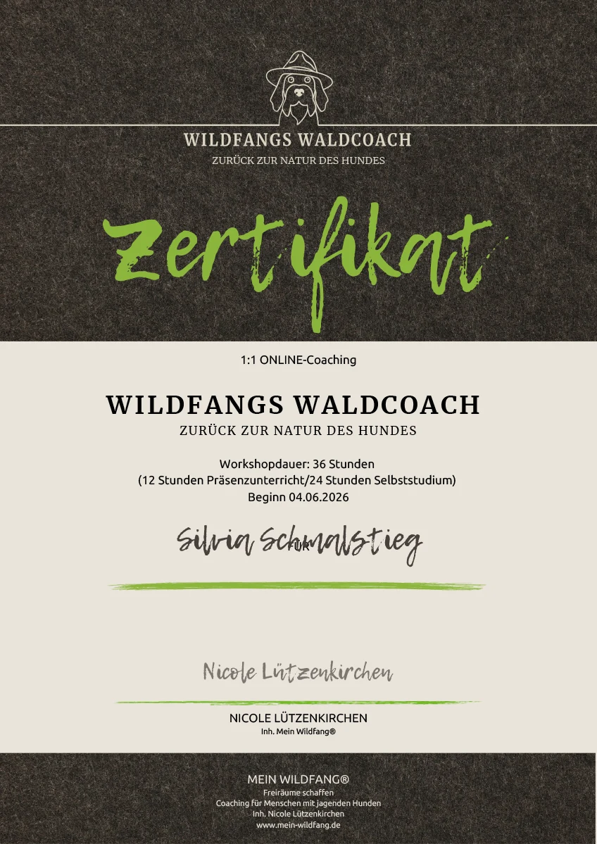Zertifikat Wildfang Waldcoach für Silvia Schmallstieg